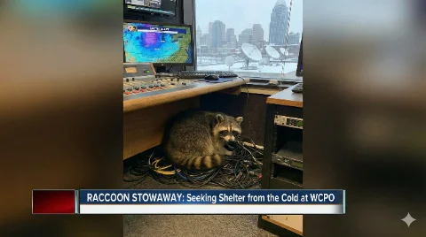 Gấu mèo ở lậu trong đài truyền hình Cincinnati để tránh rét