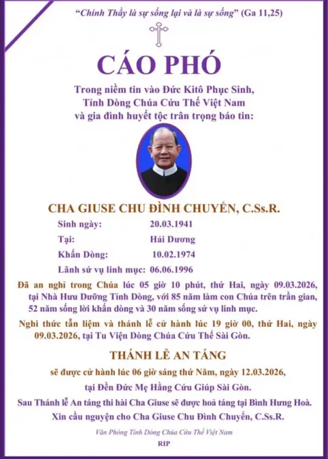 El sacerdote Giuse Chu Đình Chuyển, autor de la canción infantil “Hai con thằn lằn con”, fallece a los 85 años