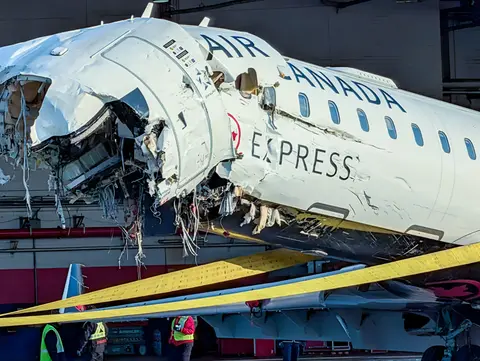 Close-up Photos Reveal Destroyed Air Canada Fuselage Following Fatal LaGuardia Crash