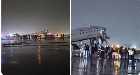 Air Canada plane collides with fire truck at LaGuardia Airport, mass casualty incident declared